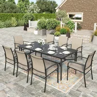 Patio Chairs and 1 x 83 Large Rectangle Dining Table, Outdoor Furniture Set for Deck Garden Backyard Lawn, Garden Sofas 1