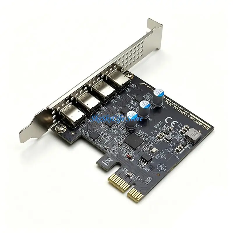E65E 4포트 USB3.0 Type C PCIExpress 확장 카드 호환 다중 시스템