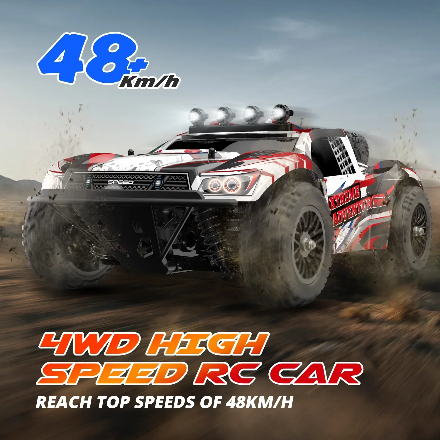 EBOYU 9201E RC Car 2.4Ghz 1:10 Scale 4WD RC Truck 48KM/H+ High Speed Big Wheel Car Off Road IPX4 Waterproof Remote Control Car 2