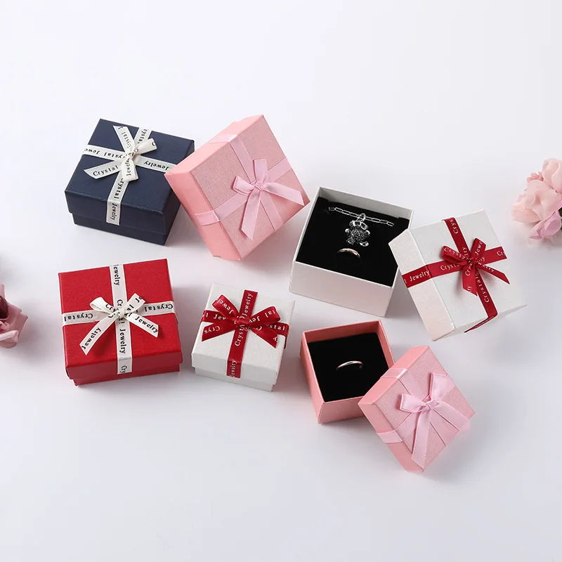 

16pcs Jewelry Travel Organizer English Alphabet Bow Ribbon Wedding Favors Jewelry Box Women Ring Earrings Necklace Gift Case