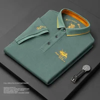 Polo brodé en coton pour hommes, T-shirt décontracté à manches courtes, revers, affaires haut de gamme, été, nouveau, haute qualité, 2024 4