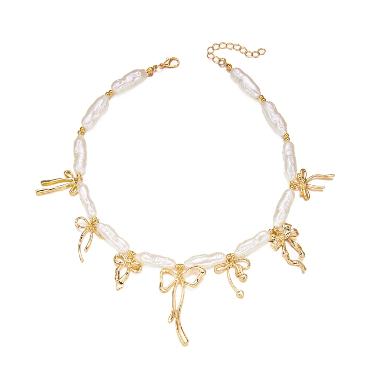 Trendy Sommer Rote Erdbeere Anhänger Halskette Für Frauen Männer Barock Imitation Perle Metall Seestern Conch Bogen Sonne Halsband Schmuck – Detail 24