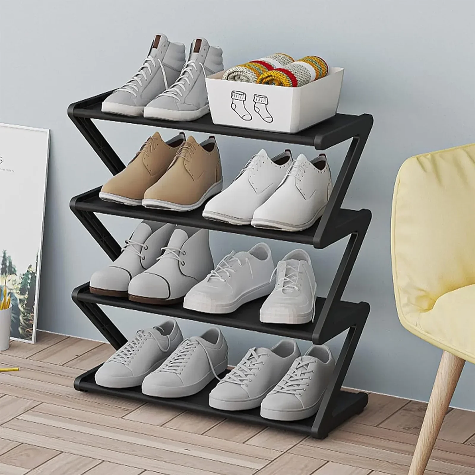 Simple z-shaped Fabric Dust-proof Shoe Rack Shoe Cabinet Household Multi-layer Space-saving Multi-functional Storage Rack fabric shoe cabinet shoe rack