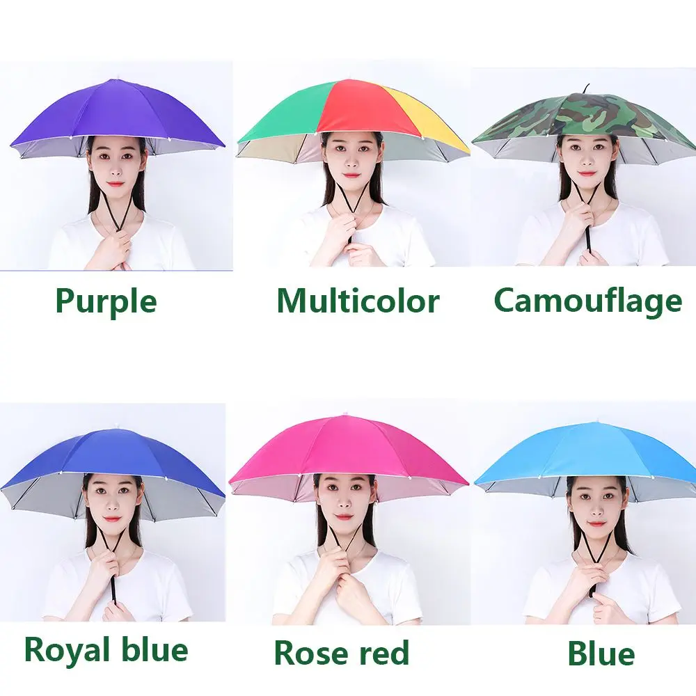Portable Umbrella Hat Head Wearing Sunshade Rain Gear Outdoor Folding Umbrella Fishing Camping Beach Head Hats Windproof  New