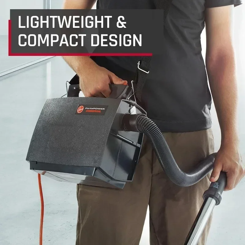 Hoover Commercial PortaPower Lightweight Bagged Canister Vacuum Cleaner with Attachments, Portable Professional Pro Grade 6