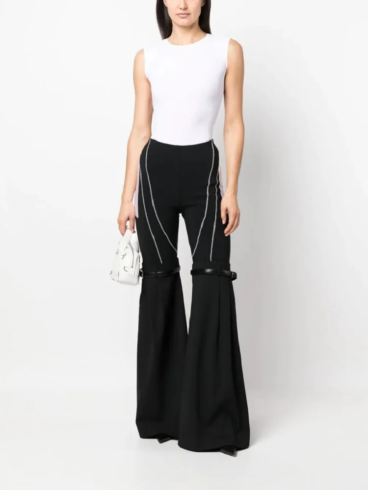 

2023 Women's clothing sewing stitching tight women's leg tie trousers y2k clothes new high -quality workpiece trousers traf bra