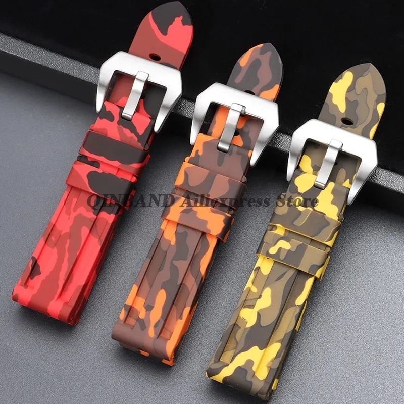 Camouflage Blue-Black-Grey Soft Silicone Watchband Replacement Strap