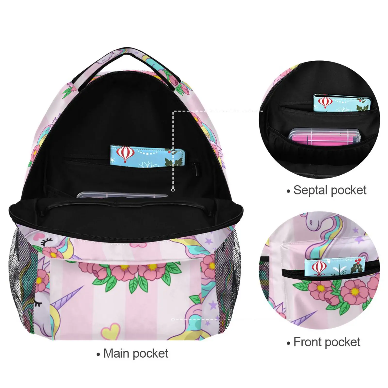 2023 New Large Capacity Backpack Women Laptop Backpacks Pink Unicorn Print School Bags Teen College Grils Student Backpack