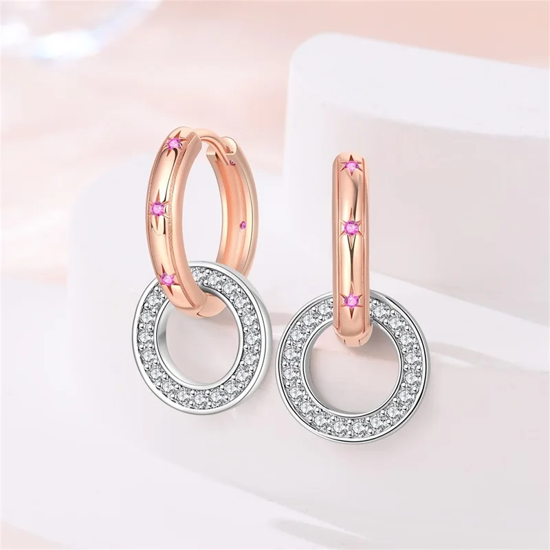 Ohrnadel aus 925er-Sterlingsilber, minimalistisch, gedreht, rund, Gold, Creolen, modisch, Zirkon, Ohrschnalle, Hochzeit, Damenschmuck, Geschenke – Detail 8