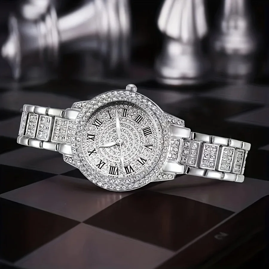 6pcs/set Women's Watch Luxury Rhinestone Quartz Watch Shiny Fashion Analog Wrist Watch & Jewelry Set, Gift For Mom Her 5
