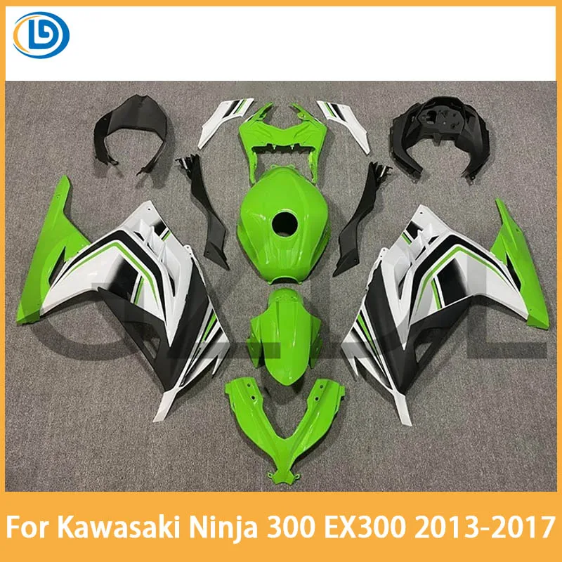

For Kawasaki Ninja 300 EX300 Motorcycle Fairing Kit 2013 2014 2015 2016 2017 ABS Customized Full Car Fairing Green and white
