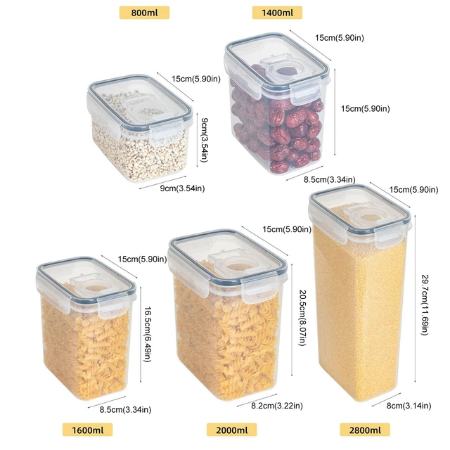 2000ml/2800ml Cereal Storage Box Multifunctional Transparent