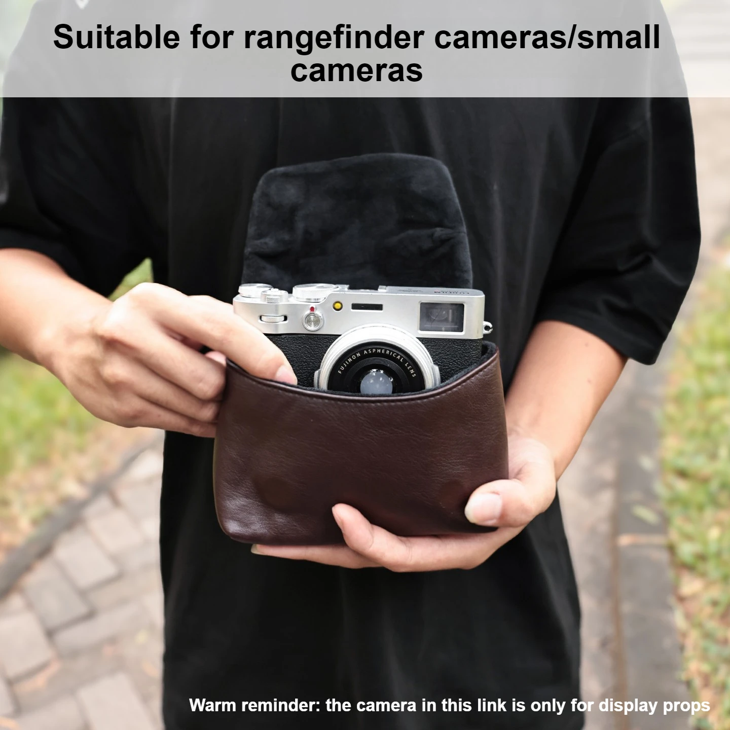 Borsa per Fotocamera per Fuji Mirrorless, Ricoh, Sony, Fotocamera Digitale CCD, Borsa a Tracolla in Pelle Morbida Nera per Fotocamera - immagine 3