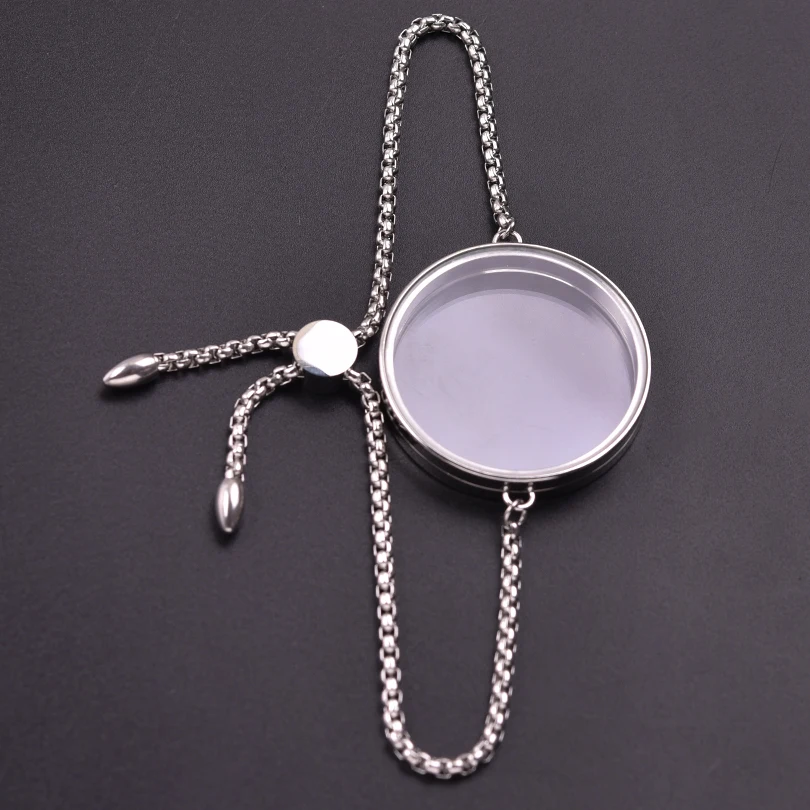 1Pc 15-30mm Round Flotantes Ashes Holder Medallon Pendant Bracelet Stainless Steel Glass Reliquary Locket Men Pulsera Jewelry 4