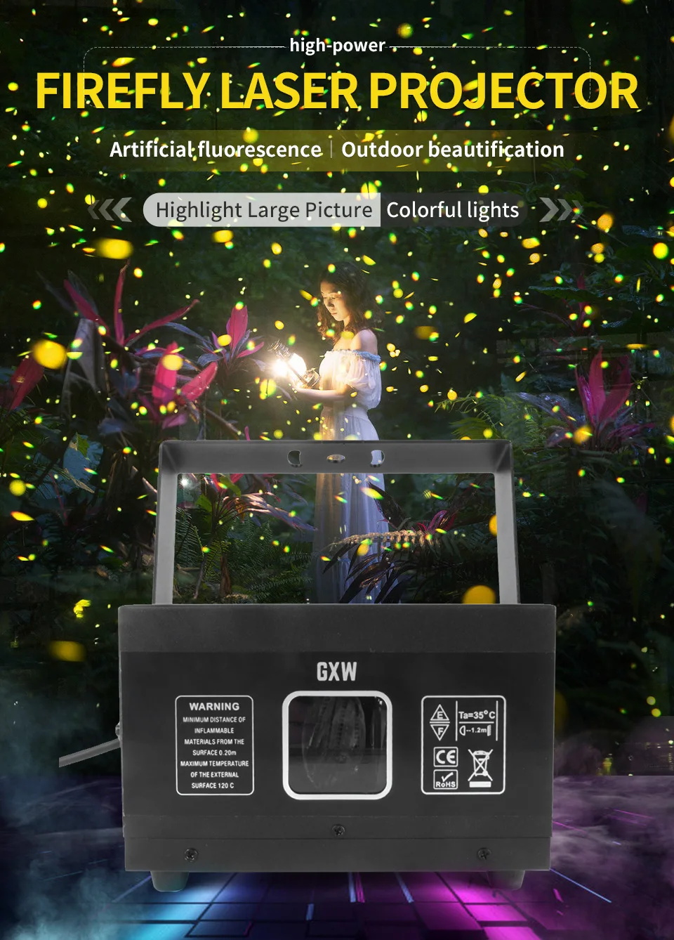 Firefly Laser Light RGB Laser Light Waterproof Laser Projector Light Dj Party Li