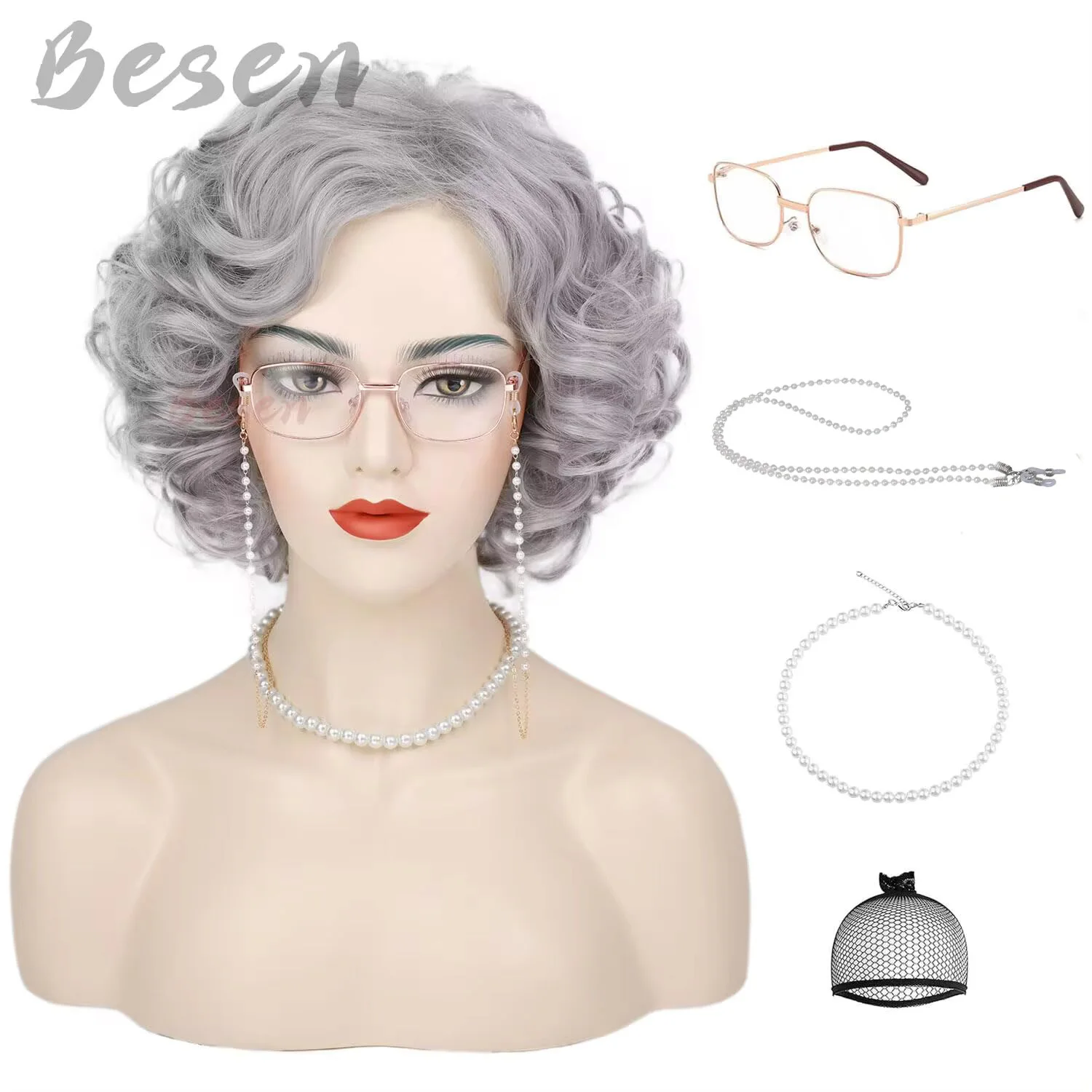 Grey Old Lady Wig main image 1