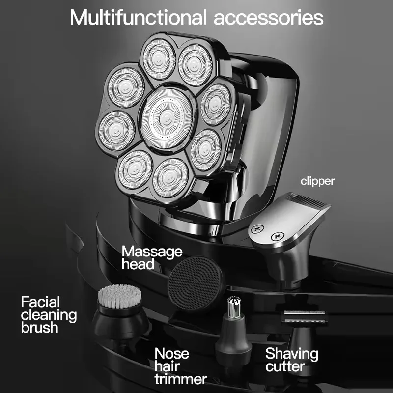 9D Electric Head Shaver for Bald Men, Upgraded 6-in-1 Head Shaver for Bald Men, Waterproof Wet/Dry Grooming Kit Shaver for Men 3
