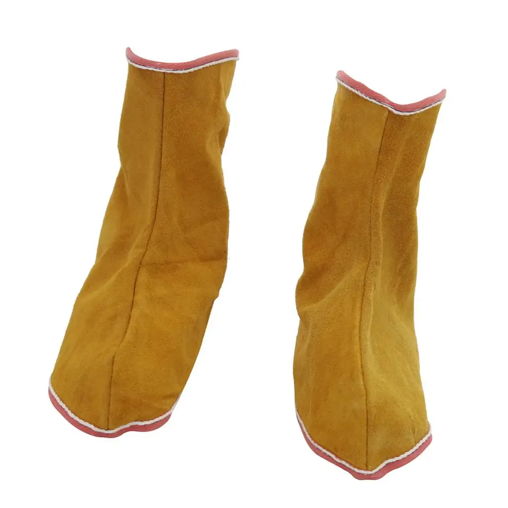 1 Pair Welding Spats Shoes Cover Flame Abrasion Cowhide Leather 10inch