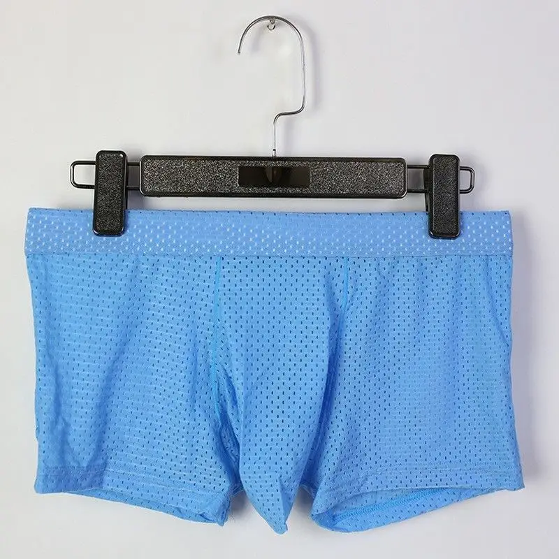 Men's Underwear Separated Mesh Trunk Boxers Breathable Penis Pouch Open Hole Underpant Lingerie Prolong Sex Time Improve Briefs