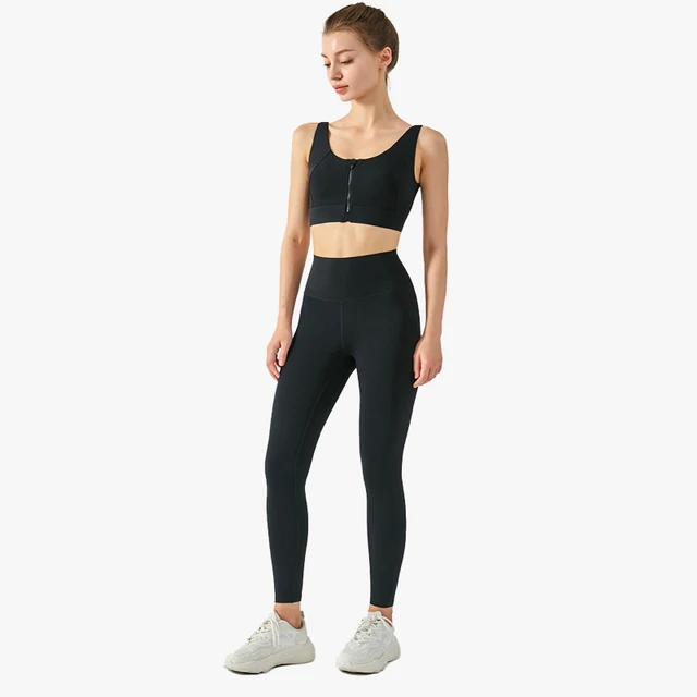 New With Logo Yoga Pants High Waist Hip Lift Women Lycra Skin-friendly Running Fitness Pants Inner Waist Pocket Sports Leggings 6