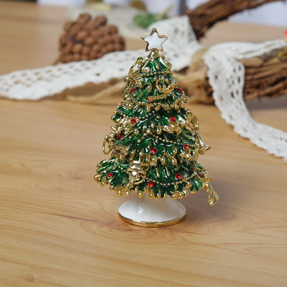 Set di 2 vassoi decorativi portagioie metallo albero di natale dorato