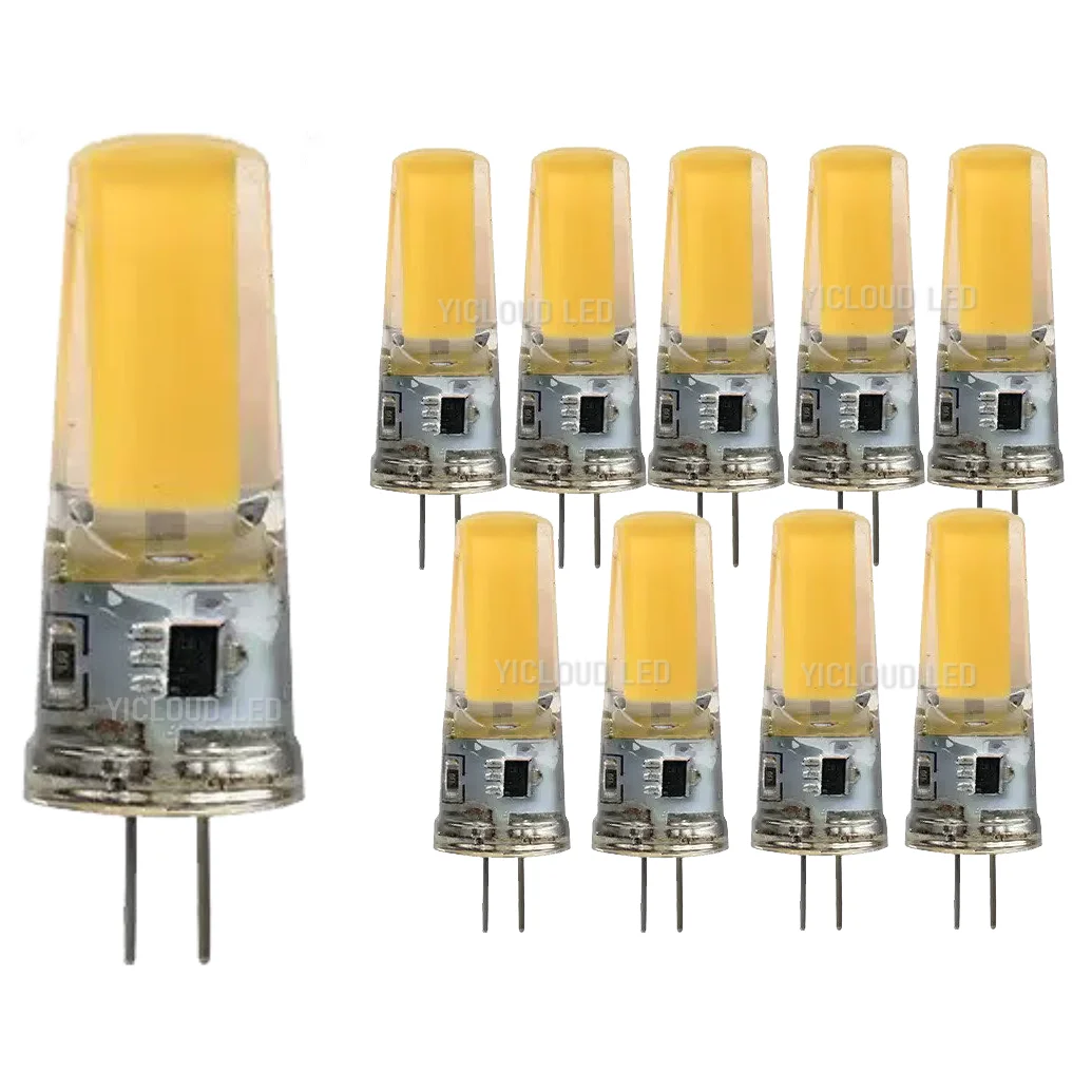 หลอดไฟ LED COB G4 10 ชิ้น ปรับความสว่างได้ 6W 9W ขั้ว E14 หลอดไฟ LED AC/DC 12V 220V หลอดไฟ G9 COB สปอตไลท์ โคมไฟระย้า ใช้แทนหลอดฮาโลเจน 1