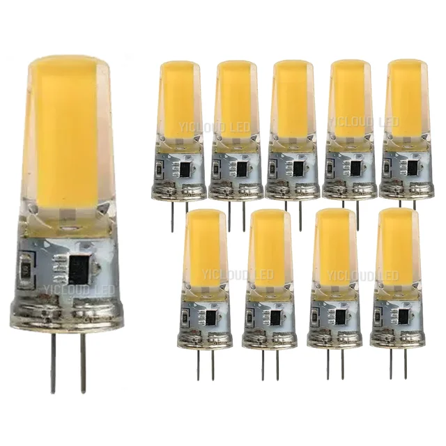 หลอดไฟ LED COB G4 10 ชิ้น ปรับความสว่างได้ 6W 9W ขั้ว E14 หลอดไฟ LED AC/DC 12V 220V หลอดไฟ G9 COB สปอตไลท์ โคมไฟระย้า ใช้แทนหลอดฮาโลเจน 1