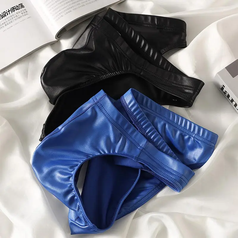 Slip sexy da uomo in similpelle, intimo a vita bassa con sacchetto a cupola, lingerie, mutande, biancheria intima da uomo - immagine 3