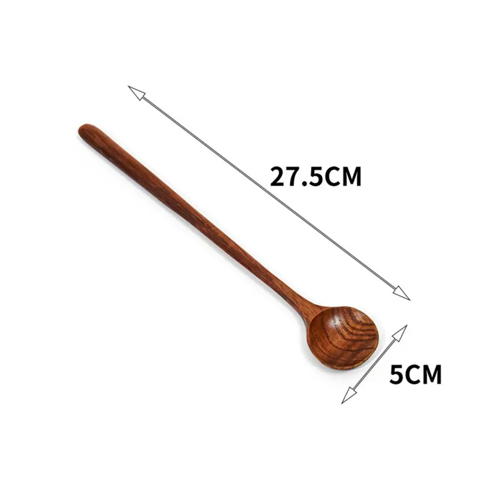 Natural Wooden Long Handle Spoon Soup Scoops Dessert Porridge Tea Coffee Wood Spoons Tableware Kitchen Supplies Household
