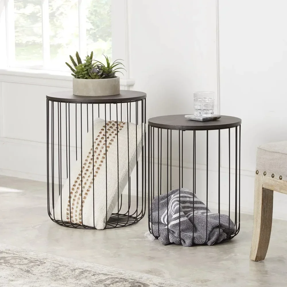

Better Homes & Gardens Storage Nesting Tables, Set of 2, Walnut Finish Coffee/ Tea Table, Living Room Furniture