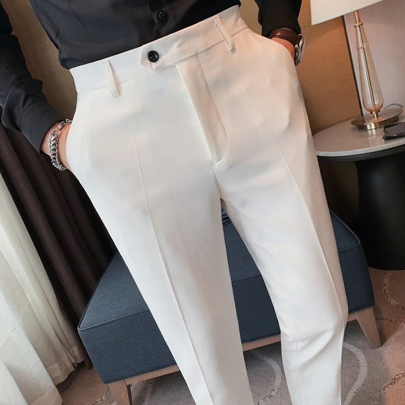 

High-quality Business Casual Slim-fit Dress Pants Men New Autumn Winter White Long Pants EuropeUnited States Simple Casual Pants