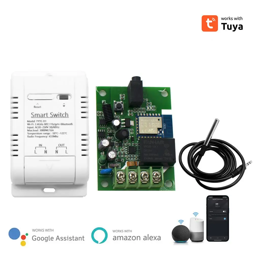 Tuya Wi-Fi 스마트 온도 스위치, 에너지 소비 모니터링 온도조절기, Alexa용, 16A, 3000W, 1 PCs, 2 PCs, 3PCs