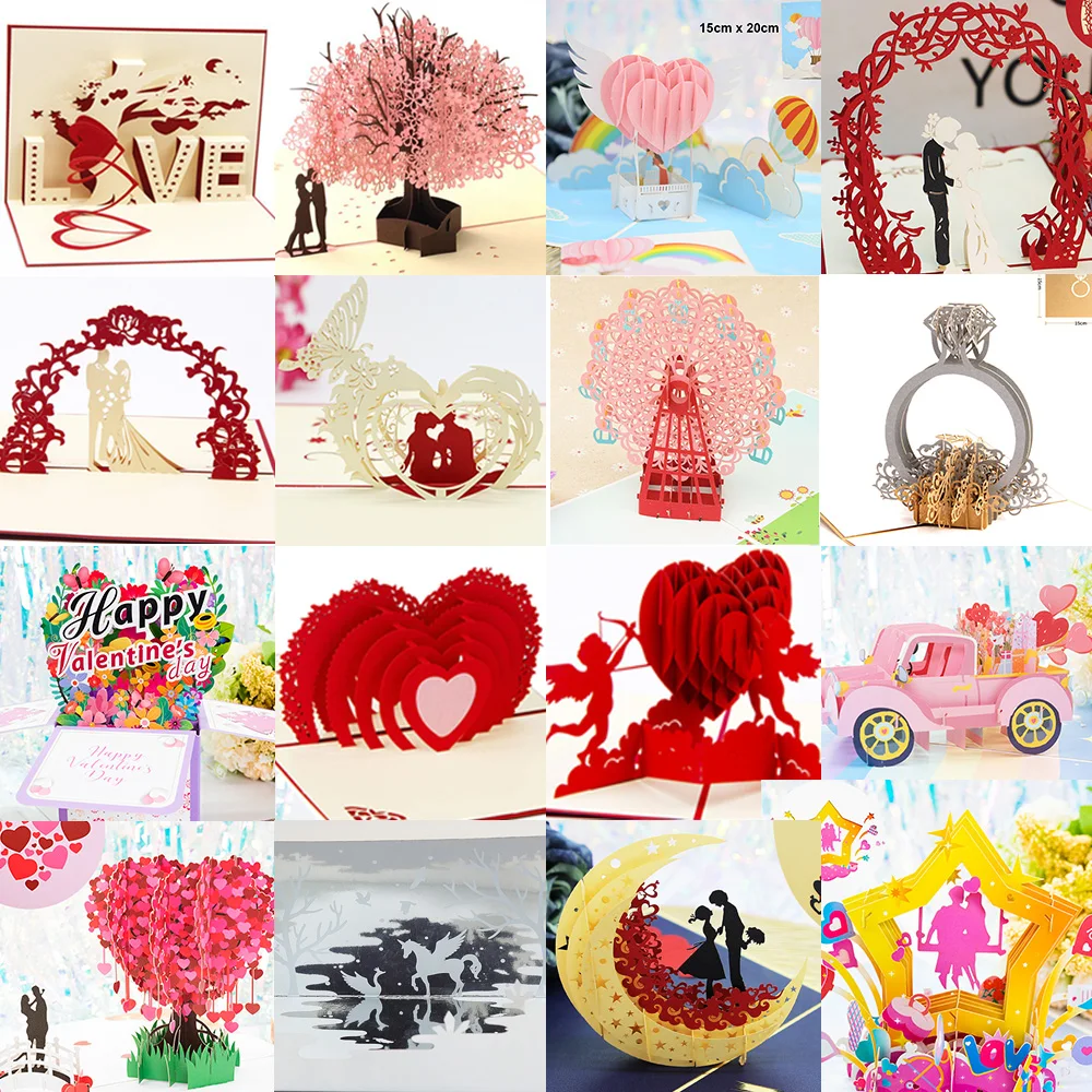 Biglietto D'Amore Pop-Up 3D Per Moglie E Fidanzata Regalo Per San Valentino Anniversario Invito A Nozze Biglietti Di Ringraziamento Di Auguri