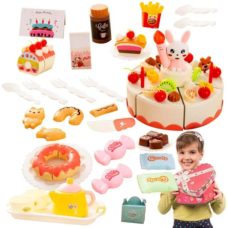 

Interactive Kids Pretend Play Fruit Cuting Birthday Cake Toy DIY Kitchen Toys Simulation Cake Food Model Girls Gift