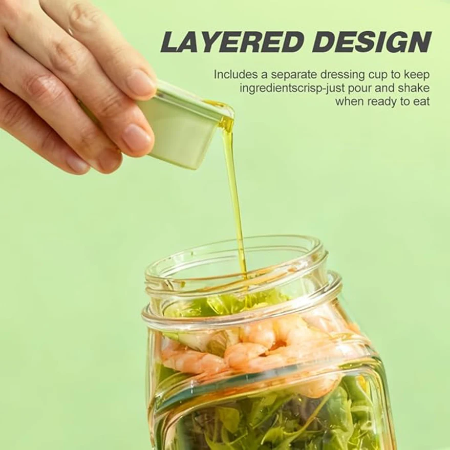 Leakproof Salad Box Plastic Salad Container with Side-opening Cover Salad Mixing Bowl BPA-Free for Baking Preparing Storage