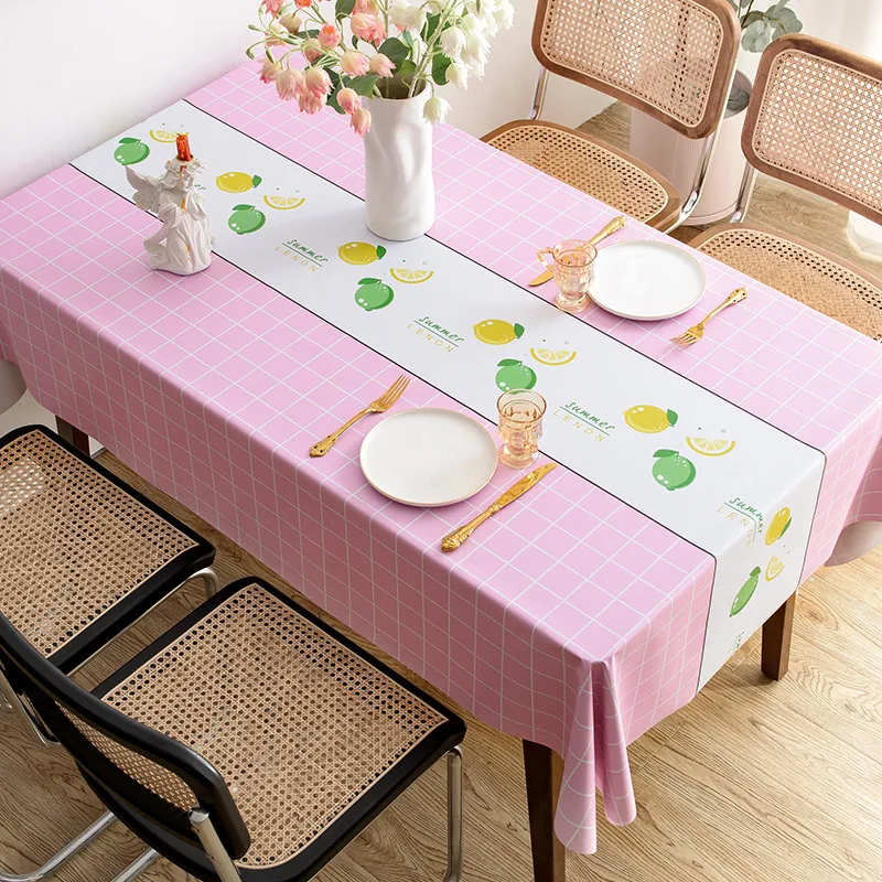 

B-10 lemon print tablecloth modern simple no-wash waterproof, oil-proof and dustproof B&B dining table mat rectangular coffee