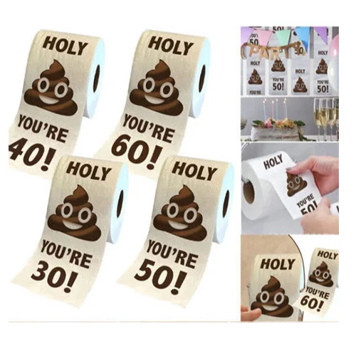 Funny Toilet Paper Roll Poop Printed Toilet Paper Funny Towel Birthday Party Decoration Birthday Gifts for Women Men Gift