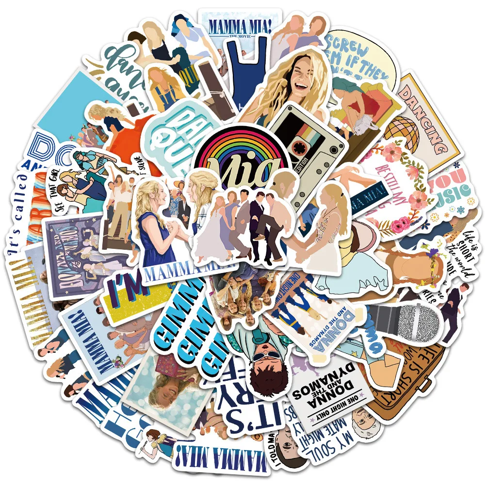 10/30/50pcs Movie Mamma Mia! Stickers for Laptop Skateboard Water Bottle Waterproof Graffiti Stickers Vinyl Decals Kids Toy Kids