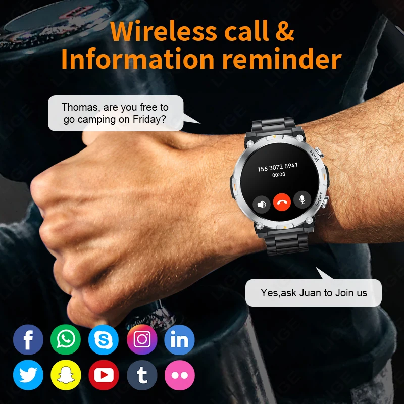 LIGE Ʈ ð 2024 ִ  Smartwatch  ȭ  ð  ǰ    ð