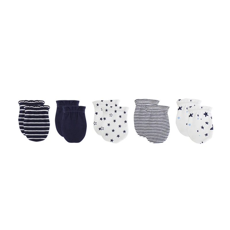 Kiddiezoom 5 Pcs/Lot Newborn Gloves 100%Cotton Cute Breathable Mittens Baby Accessories 0-6M 2
