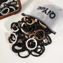 Elegant Black Elastic Hair Bands - 100 Seamless, No - Damage Ponytail Holders - All yards (Multicolor)