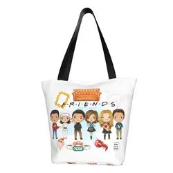 Recycling Classic TV Show Friends Shopping Bag Women Shoulder Canvas Tote Bag Washable Cartoon Comic Groceries Shopper Bags