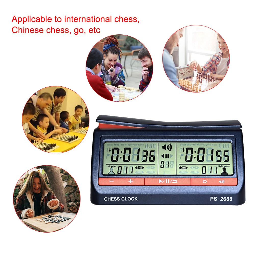 Count Up Down Timer USB Charging Chess Clock Hour Meter Stopwatch with  Delayed Countdown Function for International Chess