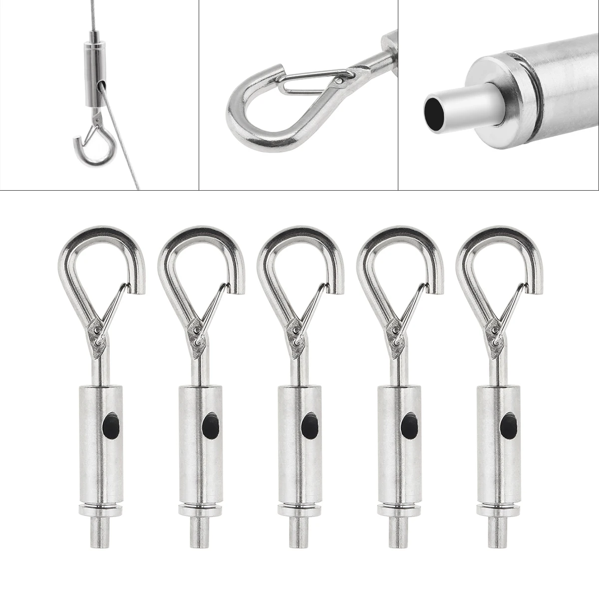 

Lamp Sockets 5pcs Portable Hook Have Eye Turnbuckle Stainless Steel Cable Wire Tension Hook Light Hanging Suspension Accessories