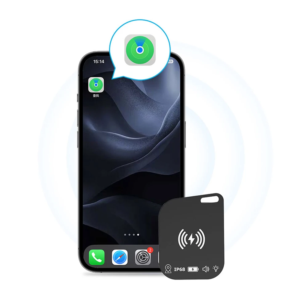 Ultra-Thin Wallet Tracker IPX68 Waterproof Wireless Charging Air Tag Works For Apple IOS Find My APP Smart Tracking Locator Card