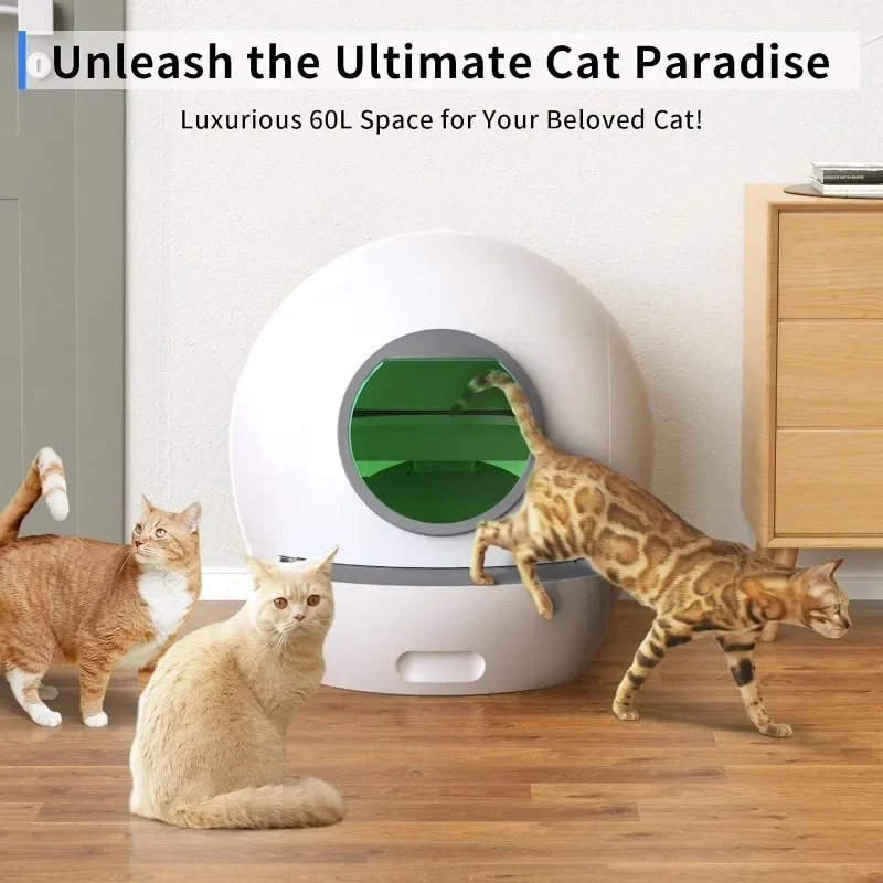 Automatic Litter Box 60L Space Self-cleaning Cats Toilet Odor Free Smart Litter Tray Self Cleaning Cat SandBox Cat Pet Supplies