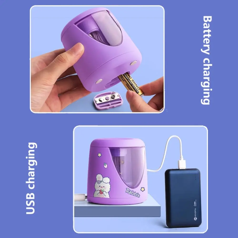 배터리 USB 충전 전기 연필깎이 스위치, 자동 연필깎이, 장식 스티커 포함, 창의적인 문구