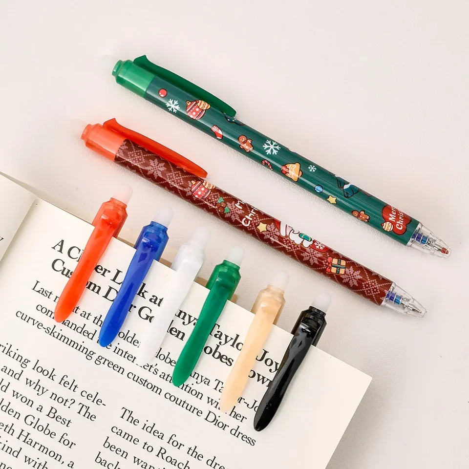 Lot De 4 Stylos Gel Effaçables, Motifs Dino, Piggy, Space, Llama, Avec