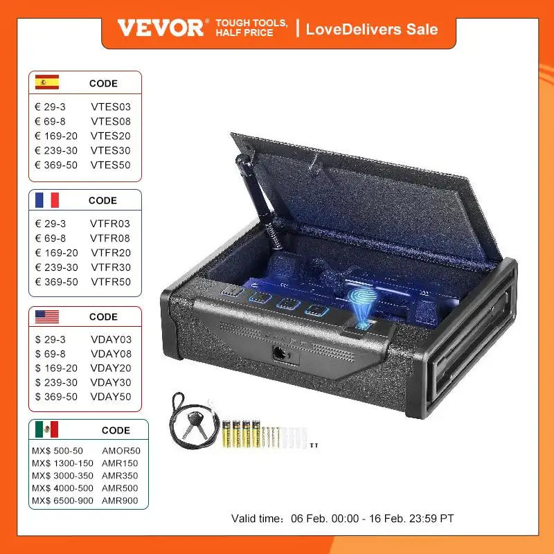 

VEVOR Gun Safe Q235 Steel Pistol Safe 3-Way Quick Access Firearm Case Gun Box Advanced Biometric Technology Travel Gun Safe