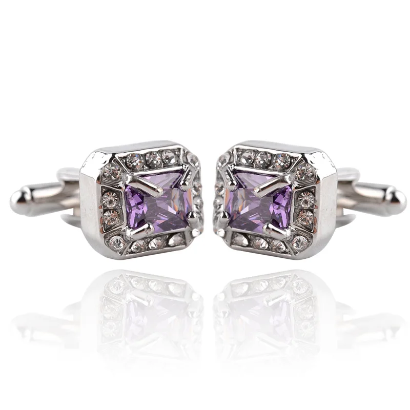 

Fashion Personality Blingbling Amethyst Men Women Cufflinks French Romantic Business Shirt Cuff Metal Sleeve Nails